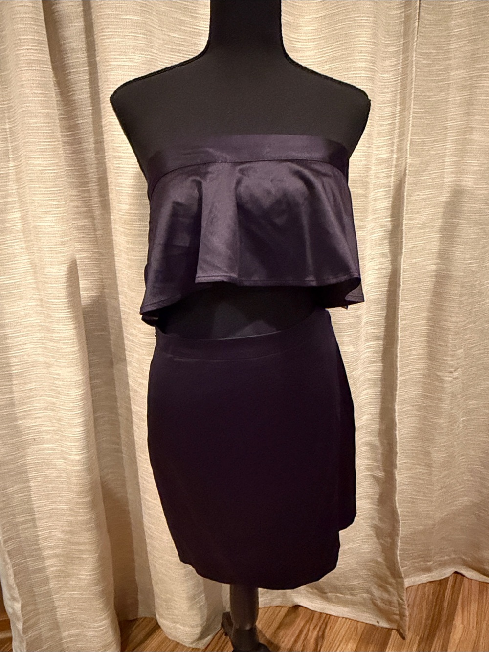 Alyx Strapless Black Ruffle Crop top and pencil skirt set